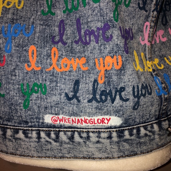 Wren & Glory Rare I Love You Denim Jacket Sz M - Picture 7 of 16